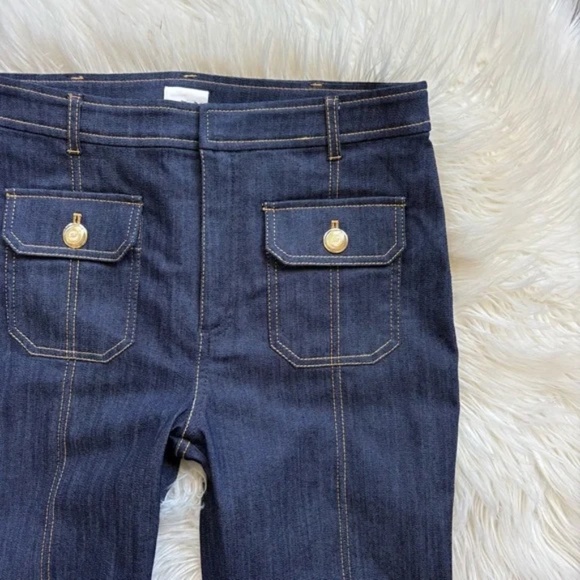 Cinq à Sept NEW Marsha Patch Pocket Kick Flare Jeans Indigo Wash 6 - Picture 4 of 9